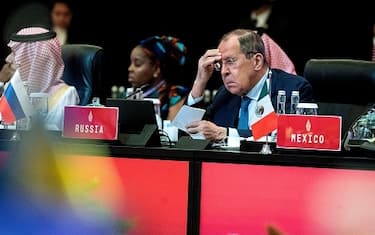Russian's Foreign Minister Sergei Lavrov attends a meeting at the G20 Foreign Ministers' Meeting in Nusa Dua on the Indonesian resort island of Bali on July 8, 2022. (Photo by Stefani Reynolds / POOL / AFP) (Photo by STEFANI REYNOLDS/POOL/AFP via Getty Images)