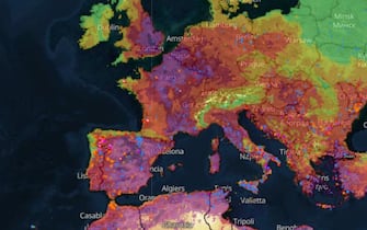 The map of fires in Europe