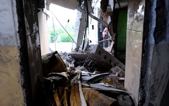 TORETSK, UKRAINE - JULY 28: A residential building damaged in an attack by Russian forces on the city of Toretsk in the Donetsk Oblast, Ukraine on July 28, 2022. Civilian settlements were damaged as at least two people were killed and four injured in attack .  (Photo by Abdullah Unver / Anadolu Agency via Getty Images)