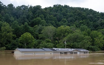 JACKSON, KY - JULY, 28: A home sits almost completely submerged along KY-15.  (Photo by Arden S. Barnes/For The Washington Post via Getty Images)