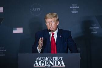 Former US President Donald Trump speaks during the America First Policy Institute's America First Agenda Summit in Washington, D.C., US, on Tuesday, July 26, 2022. Trumps remarks come on the heels of a House hearing that portrayed him standing by indifferently, even vindictively, for hours as a mob of his supporters battled police and chased lawmakers through the halls of the Capitol. Photographer: Al Drago/Bloomberg via Getty Images