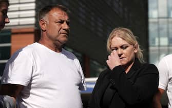 The parents of Archie Battersbee, Paul Battersbee and Hollie Dance, speak to the media outside the Royal London hospital in Whitechapel, east London, after the Court of Appeal refused to postpone the withdrawal of life-sustaining treatment from the 12-year-old, beyond 12pm on Tuesday. Picture date: Monday August 1, 2022. (Photo by Yui Mok/PA Images via Getty Images)