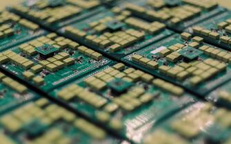 Components sit on circuit boards on display at the Semicon Taiwan exhibition show in Taipei, Taiwan, on Wednesday, Sept. 5, 2018. The show runs through to Sept. 7. Photographer: Billy H.C. Kwok/Bloomberg