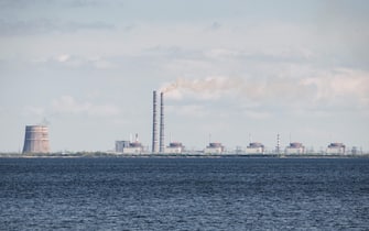A general view shows the Zaporizhzhia nuclear power plant, situated in the Russian-controlled area of Enerhodar, seen from Nikopol in April 27, 2022. (Photo by Ed JONES / AFP) (Photo by ED JONES/AFP via Getty Images)