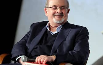 epa07989133 British-Indian author Salman Rushdie attends a book reading event for his new novel, titled 'Quichotte', in Berlin, Germany, 11 November 2019. The book was shortlisted for the 2019 Booker Prize.  EPA/HAYOUNG JEON