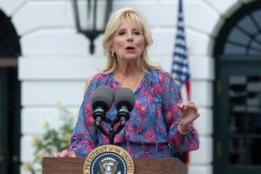 US First lady Dr. Jill Biden addresses the guests during the Congressional Picnic at the White House in Washington, DC, USA, 12 July 2022. ANSA/Chris Kleponis / POOL
