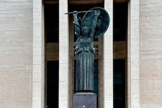 A picture taken in Rome's Sapienza University on May 13, 2019 in Rome shows Roman goddess of wisdom, Minerva statue. (Photo by Filippo MONTEFORTE / AFP)        (Photo credit should read FILIPPO MONTEFORTE/AFP via Getty Images)