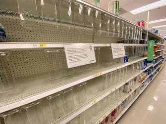 Empty shelves, baby formula shortage, Target, Queens, New York. (Photo by: Lindsey Nicholson/UCG/Universal Images Group via Getty Images)
