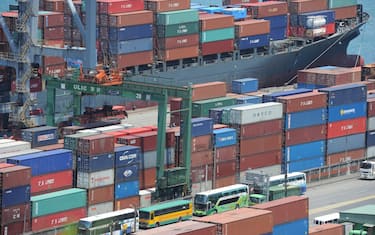 A general view shows containers waiting to be loaded onto cargo ships at Keelung Harbor, northern Taiwan on April 20, 2011. Taiwan's export orders in March hit a historical monthly high of 38.99 billion USD, a rise of 13.37 percent over a year ago, on robust demands for computers and smartphones from the United States and Europe, the economic ministry said. AFP / Sam YEH        (Photo credit should read SAM YEH/AFP via Getty Images)