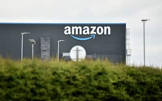 LEEDS, ENGLAND - MAY 27: A general view outside an Amazon UK Services Ltd Warehouse at Leeds Distribution Park on May 27, 2021 in Leeds, England. (Photo by Nathan Stirk/Getty Images)