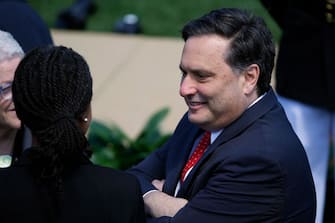 WASHINGTON, DC - APRIL 08: White House Chief of Staff Ron Klain joins other guests for a celebrations of Judge Ketanji Brown Jackson's confirmation to the Supreme Court on the South Lawn of the White House on April 08, 2022 in Washington, DC. Judge Jackson was confirmed by the Senate 53-47 and is set to become the first Black woman to sit on the highest court.  (Photo by Chip Somodevilla/Getty Images)