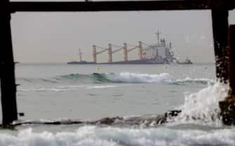 CADIZ ANDALUSIA, SPAIN - AUGUST 30: Gibraltar assists a bulk carrier after colliding with another ship during a maneuver at the Playa de Levante de la Linea de la Concepcion, on August 30, 2022 in Cadiz (Andalusia, Spain). (Photo By Europa Press via Getty Images)