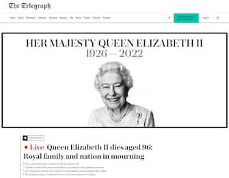Queen Elizabeth is dead, the news on websites around the world, 8 September 2022. ANSA / The Telegraph