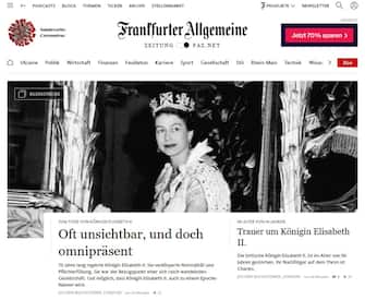Queen Elizabeth is dead, the news on websites around the world, 8 September 2022. ANSA / Frankfurter Allgemeine