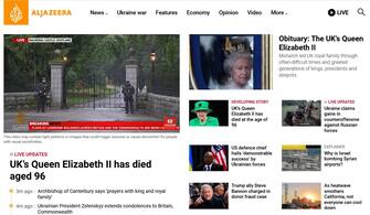 Queen Elizabeth is dead, the news on websites around the world, 8 September 2022. ANSA / Aljazeera