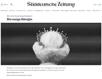 Queen Elizabeth is dead, the news on websites around the world, 8 September 2022. ANSA / Suddeutsche Zeitung