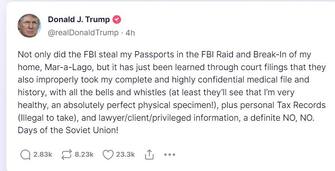 Giorni da Unione Sovietica! così Trump su Truth