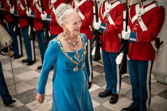 epa10179227 Danish Queen Margrethe arrives to a gala banquet at Christiansborg Palace in Copenhagen, Denmark, 11 September 2022. The banquet was held to mark the 50th anniversary of Danish Queen Margrethe II's accession to the throne.  EPA/Mads Claus Rasmussen  DENMARK OUT