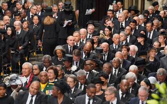International heads of state and dignitaries seated at the State Funeral of Queen Elizabeth II, held at Westminster Abbey, London. Picture date: Monday September 19, 2022.