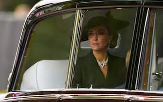 The Princess of Wales arrives ahead of the State Funeral of Queen Elizabeth II, held at Westminster Abbey, London.  Picture date: Monday September 19, 2022.