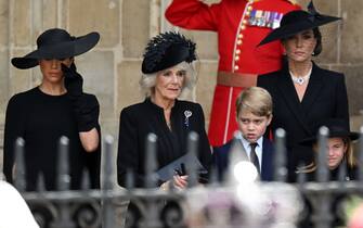 - Meghan Duchess of Sussex, Princess Charlotte, Prince George, Catherine Princess of Wales, Camilla Queen Consort
The State Funeral of Her Majesty The Queen, Service, Westminster Abbey, London, UK - 19 Sep 2022, Credit:Tim Rooke/Shutterstock / Avalon