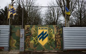 URZUF, UKRAINE - FEBRUARY 06: Members of paramilitary group Azov Battalion are training in a base, a former holiday resort near Mariupol as the Azov batallion re-join the frontline fighting in Donetsk on February 6, 2019 in Urzuf, Ukraine.  (Photo by Pierre Crom / Getty Images)