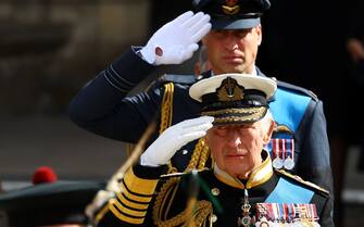 Britain's King Charles and Britain's William, Prince of Wales attend the state funeral and burial of Britain's Queen Elizabeth, in London, Britain, September 19, 2022., Credit:HANNAH MCKAY / Avalon