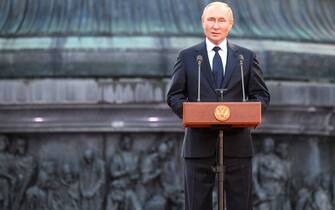 VELIKY NOVGOROD, RUSSIA – SEPTEMBER 21, 2022: Russia's President Vladimir Putin makes remarks at a concert marking the 1160th anniversary of Russian statehood. Ilya Pitalev/POOL/TASS/Sipa USA