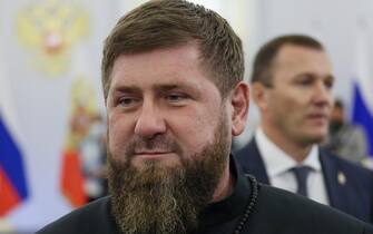 epa10215716 Chechnya's regional President Ramzan Kadyrov before a ceremony to sign treaties on new territories' accession to Russia at the Grand Kremlin Palace in Moscow, Russia, 30 September 2022. From 23 to 27 September, residents of the self-proclaimed Luhansk and Donetsk People's Republics as well as the Russian-controlled areas of the Kherson and Zaporizhzhia regions of Ukraine voted in a so-called 'referendum' to join the Russian Federation.  EPA/MIKHAIL METZEL/SPUTNIK/KREMLIN POOL MANDATORY CREDIT