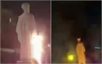 a burning statue