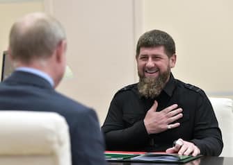 epa07807989 Russian President Vladimir Putin (L) meets with head of the Chechen Republic Ramzan Kadyrov (R) at the Novo-Ogaryovo state residence outside Moscow, Russia, 31 August 2019.  EPA/ALEKSEY NIKOLSKYI/SPUTNIK/KREMLIN POOL MANDATORY CREDIT