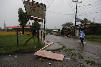 epa10233662 Damage caused by the passage of Hurricane Julia in the city of Bluefields, Nicaragua, 09 October 2022.  EPA/Jorge Torres