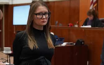 Fake German heiress Anna Sorokin is led away after being sentenced in Manhattan Supreme Court May 9, 2019  following her conviction last month on multiple counts of grand larceny and theft of services. (Photo by TIMOTHY A. CLARY / AFP)        (Photo credit should read TIMOTHY A. CLARY/AFP via Getty Images)