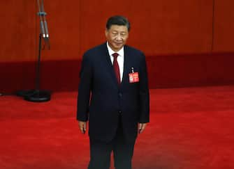 epa10246464 Chinese President Xi Jinping after delivering his speech during the opening ceremony of the 20th National Congress of the Communist Party of China at the Great Hall of People in Beijing, China, 16 October 2022. The 20th National Congress of the Communist Party of China opens on 16 October where Chinese President Xi Jinping is expected to be granted a third five-year term.  EPA/MARK R. CRISTINO