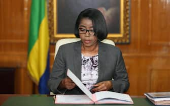 Gabon Prime Minister Rose Christiane Ossouka Raponda poses in her office in Libreville during an interview with AFP on March 26, 2021. (Photo by Steeve JORDAN / AFP) (Photo by STEEVE JORDAN / AFP via Getty Images)