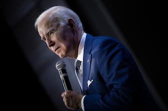 US President Joe Biden delivers remarks during a Democratic National Committee (DNC) event at the Howard Theatre in Washington, DC, on October 18, 2022. (Photo by Brendan Smialowski / AFP) (Photo by BRENDAN SMIALOWSKI/AFP via Getty Images)