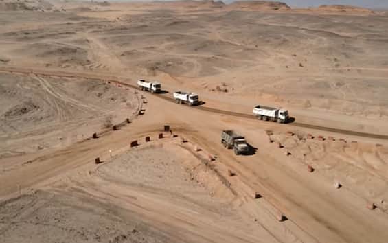 Saudi Arabia, first excavations for The Line, the 170 km long city.  VIDEO