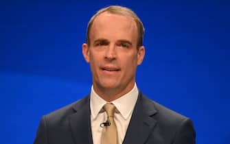 Lord Chancellor Dominic Raab speaking at the Conservative Party Conference in Manchester. Picture date: Tuesday October 5, 2021. Photo credit should read: Matt Crossick/Empics