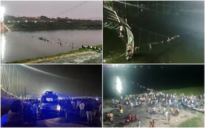 India, crolla un ponte nello Stato del Gujarat: oltre 140 morti. FOTO