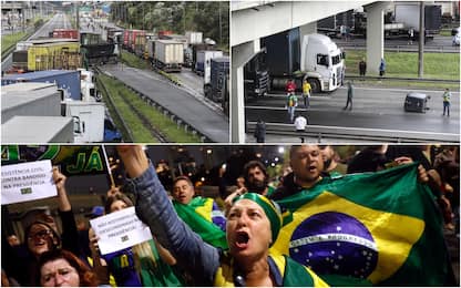 Brasile, blocchi stradali e sit-in dei sostenitori di Bolsonaro. FOTO