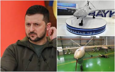 Volodymyr Zelensky e alcuni droni 