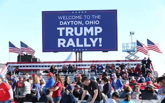 epa10292753 Supporters of former US President Donald J. Trump arrive for a rally at the Wright Bros. Aero Inc., at Dayton International Airport in Vandalia, Ohio, USA, 07 November 2020. Trump is holding rallies in support of Republican candidates before the midterm elections. The US midterm elections are held every four years at the midpoint of each presidential term and this year include elections for all 435 seats in the House of Representatives, 35 of the 100 seats in the Senate and 36 of the 50 state governors as well as numerous other local seats and ballot issues.  EPA/MARK LYONS
