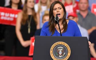 Sarah Huckabee Sanders speaks during Tuesday's rally at the Amway Center in Orlando, Florida.

Election 2020 President Donald Trump In Orlando, Florida on June 18, 2019. (Photo by Craig Bailey/FLORIDA TODAY/USA Today Network/Sipa USA)