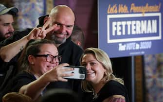 HARRISBURG, PENNSYLVANIA - NOVEMBER 06: Lieutenant Governor of Pennsylvania and Democratic U.S. Senate candidate John Fetterman greets supporters following a campaign event at the Zembo Shrine Auditorium November 26, 2022, in Harrisburg, Pennsylvania. Fetterman faces Republican candidate Dr. Mehmet Oz as in Tuesday’s midterm elections. (Photo by Win McNamee/Getty Images)