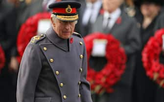 epa10303621 A handout picture provided by the British Ministry of Defence (Mod) shows Britain's King Charles III during Remembrance Sunday in London, Britain, 13 November 2022. Remembrance Sunday occurs on the Sunday after Remembrance day or Armistice day, that takes place on 11 November. On Remembrance Sunday, a day dedicated to commemorating those who served in the two World Wars and later conflicts, a national service of Remembrance is held in central London and there is a two-minute silence.  EPA/SGT JIMMY WISE/BRITISH MINISTRY OF DEFENCE/HANDOUT MANDATORY CREDIT: MOD/CROWN COPYRIGHT HANDOUT EDITORIAL USE ONLY/NO SALES