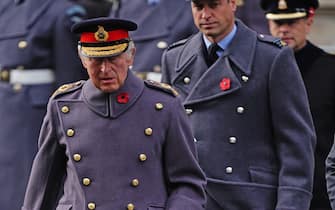 King Charles III and the Prince of Wales during the Remembrance Sunday service at the Cenotaph in London. Picture date: Sunday November 13, 2022.
