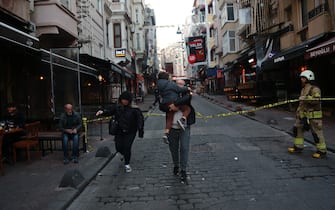 An explosion occurred on the famous Istiklal Street in Istanbul, Turkey, on November 13, 2022. It was reported that there were dead and injured in the explosion. At least six people have been killed and 53 wounded. A large number of ambulances, firefighters and police were dispatched to the place where the explosion took place. Photo by Hakan Akgun/Demiroren Visual Media/ABACAPRESS.COM