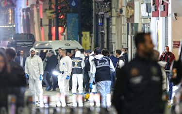 An explosion occurred on the famous Istiklal Street in Istanbul, Turkey, on November 13, 2022. It was reported that there were dead and injured in the explosion. At least six people have been killed and 53 wounded. A large number of ambulances, firefighters and police were dispatched to the place where the explosion took place. Photo by Cem Tekkesinoglu/Demiroren Visual Media/ABACAPRESS.COM