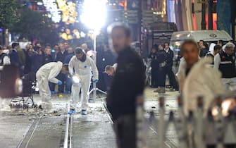An explosion occurred on the famous Istiklal Street in Istanbul, Turkey, on November 13, 2022. It was reported that there were dead and injured in the explosion. At least six people have been killed and 53 wounded. A large number of ambulances, firefighters and police were dispatched to the place where the explosion took place. Photo by Cem Tekkesinoglu/Demiroren Visual Media/ABACAPRESS.COM