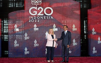 Italy's Prime Minister Giorgia Meloni attends the G20 Leaders Summit in Bali, Indonesia, 15 November 2022. The 17th Group of Twenty (G20) Heads of State and Government Summit runs from 15 to 16 November 2022.  ANSA/FILIPPO ATTILI/US PALAZZO CHIGI ++++ NO SALES, EDITORIAL USE ONLY +++ NPK +++